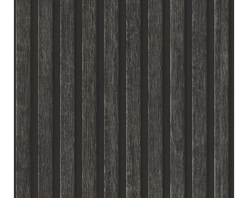 Papier peint intissé 39109-4 panneaux de bois gris noir