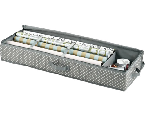 Boîte de rangement pour papier cadeau avec rouleaux de papier cadeau et rubans