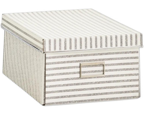 Boîte de rangement Stripes, carton, beige 15x25x36 cm