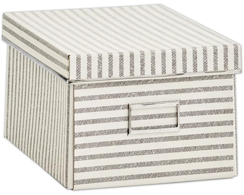 Boîte de rangement Stripes, carton, beige 15x21x28 cm