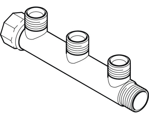 Distributeur triple GEBERIT PushFit laiton 20 mm x 15 mm x 20 mm x 3/4 pouces FI x 3/4 pouces FE 160 mm 612.423.00.1