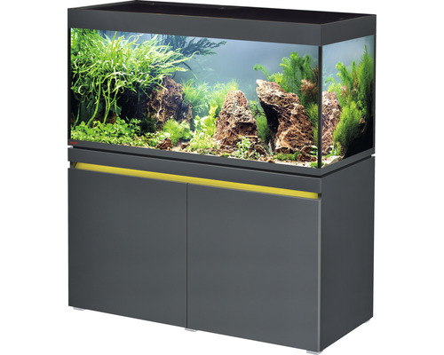 Kit complet d'aquarium EHEIM incpiria 430 avec éclairage à LED et meuble bas éclairé graphite