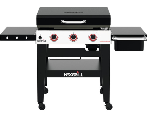 Barbecue à gaz Nexgrill Plancha Daytona 3 brûleurs noir avec plancha en fonte émaillée, poêle pour grill et tablette latérale