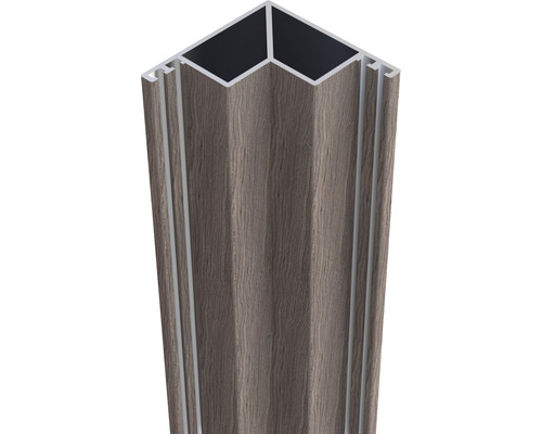 Profilé de recouvrement Osmo Alu-Cladding Rhombus 6,1 x 200 x 6,1 cm gris-marron Profil d''angle WPC avec grain de bois