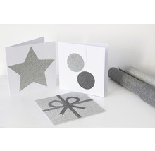 Cartes décoratives avec motifs d''étoiles, de boules et de cadeaux, ainsi que du film décoratif