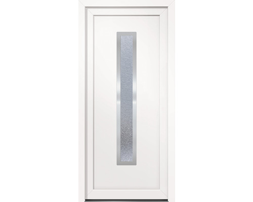 Porte d''entrée blanche avec insert en verre rectangulaire