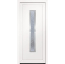 Porte d''entrée blanche avec insert en verre rectangulaire étroit