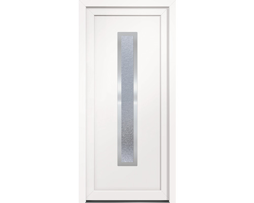 Porte d''entrée blanche avec insert en verre rectangulaire étroit