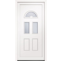 Porte d''entrée blanche avec panneaux de verre