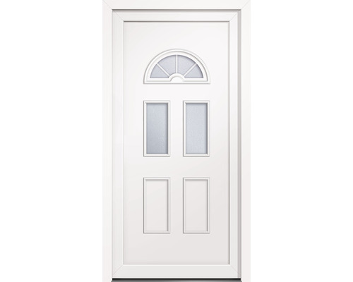 Porte d''entrée blanche avec panneaux de verre