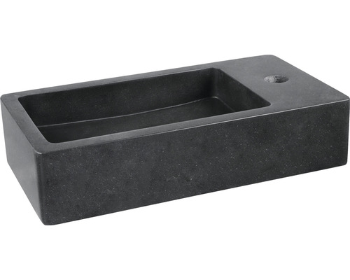 Vasque à poser rectangulaire en pierre avec trou de robinetterie