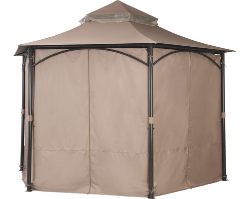 Beiger Gartenpavillon mit Stoffseitenwänden
