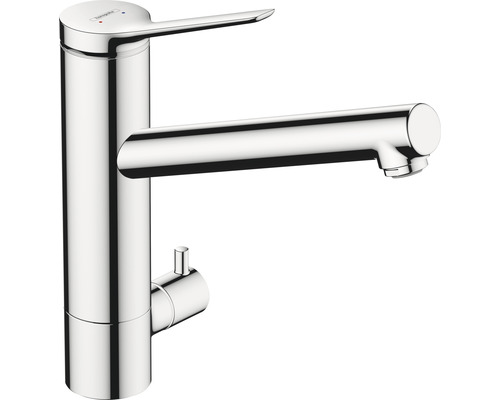 Robinet de cuisine avec raccordement pour appareil hansgrohe Zesis chrome 74807000 Robinet de lavabo brillant avec levier et levier de commande latéral
