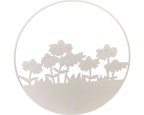 Anneau métallique Lafiora fleurs classique Ø 40 cm blanc