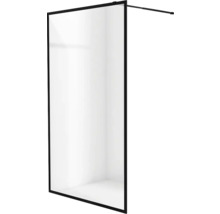 Douche à l'italienne Aurlane 120 cm couleur du profilé noir décor de vitre verre transparent