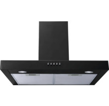Hotte aspirante noire avec commandes et éclairage