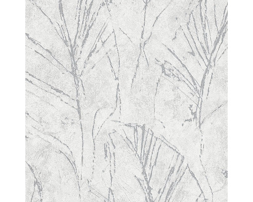 Papier peint intissé 10321-10 Evolution feuilles gris Papier peint avec motif végétal abstrait