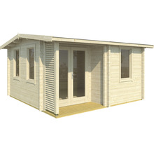 Holzgartenhaus mit Fenstern und Doppeltür
