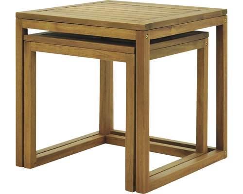 Deux tables gigognes carrées en bois