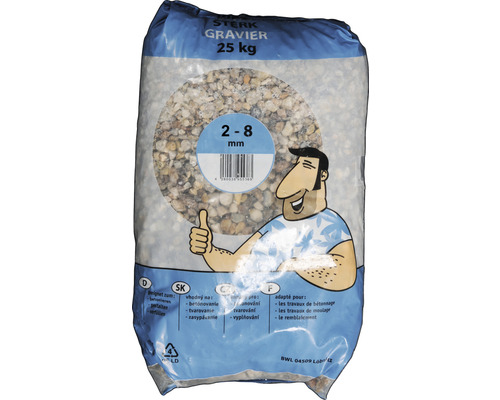 Kies 2-8mm Sack 25 kg Sack mit Kies, 2 bis 8 Millimeter, 25 Kilogramm