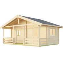 Abri de jardin Outdoor Life Twin Cabin avec terrasse, plancher 680 x 480 cm naturel
