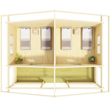 Abri de jardin Outdoor Life Twin Cabin avec terrasse, plancher 680 x 480 cm naturel