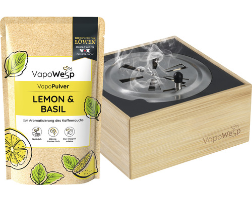 VapoWesp Räucherofen mit Zitronen- und Basilikumpulver zur Aromatisierung von Kaffee