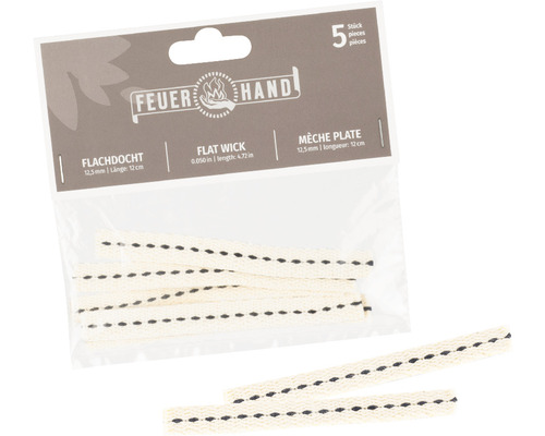 Mèches plates Feuerhand, 12,5 mm de large, 12 cm de long, 5 pièces