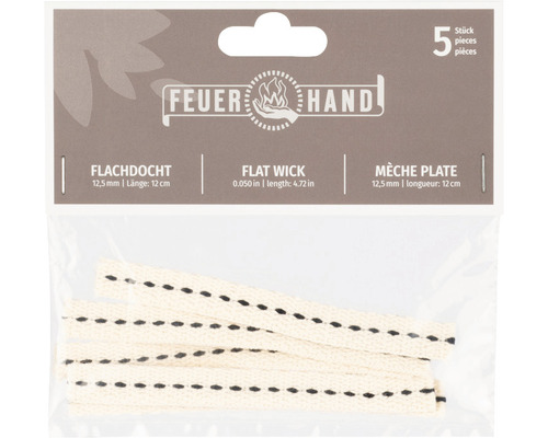 Mèches plates Feuerhand, 5 pièces, 12,5 mm de large et 12 cm de long