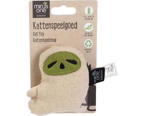 Katzenspielzeug in Geisterform auf Pappkarte