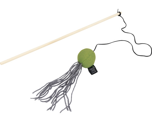 Jouet pour chat beeztees Minus one canne à pêche pour chat viena vert gris 42 cm Canne à pêche pour chat avec balle jouet et franges
