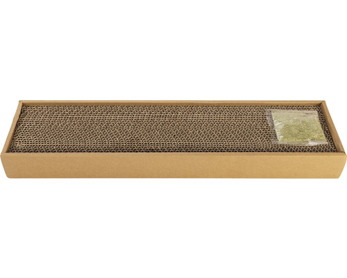 Planche à gratter pour chat beeztees Minus one Ilana carton marron 48 x 24 x 5 cm Grattoir pour chat en carton ondulé avec herbe à chat