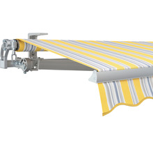 SOLUNA Gelenkarmmarkise Concept 4x2 Stoff Dessin 6292 Gestell Silber E6EV1 eloxiert Antrieb links inkl. Kurbel