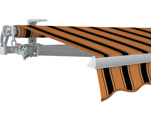 SOLUNA Gelenkarmmarkise Concept 4x2,5 Stoff Dessin 6363 Gestell Silber E6EV1 eloxiert Antrieb links inkl. Kurbel