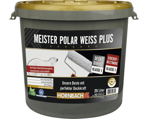 Peinture murale HORNBACH Meister Polarweiß (blanc polaire) Plus sans conservateur 25 l