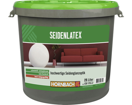 Peinture latex satiné HORNBACH Seidenlatex blanc 25 l Seau de peinture murale intérieure en latex de soie, 25 litres