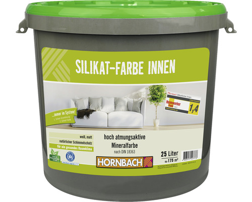 Peinture silicate HORNBACH peinture minérale intérieur blanc 25 l Seau de peinture silicate d''intérieur pour murs, 25 litres