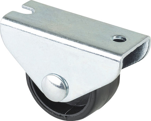 Roulette fixe BS Rollen E50.025 plastique Ø 25 mm jusqu'à 35 kg avec plaque 40x17 mm Roulette pour meubles avec boîtier en acier et roue noire