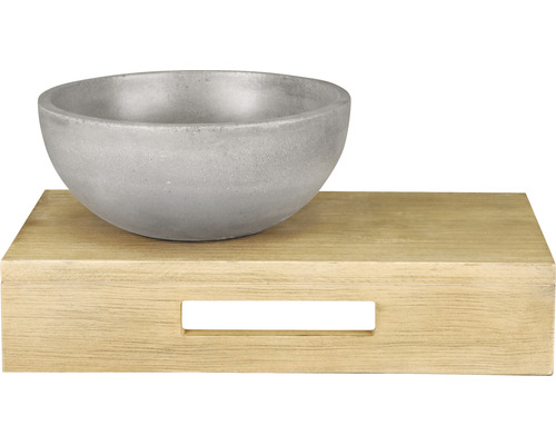 Differnz Waschtisch-Set HURA L Waschbecken 28 cm Beton und Ablage 40 cm in Eiche 38.006.18