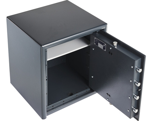 Coffre-fort ouvert avec une étagère