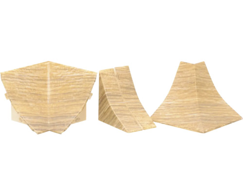 Kit d'accessoires pour profilé de finition mural Hunton chêne clair H2032 4 pces Protection d''angle en bois sous différents angles