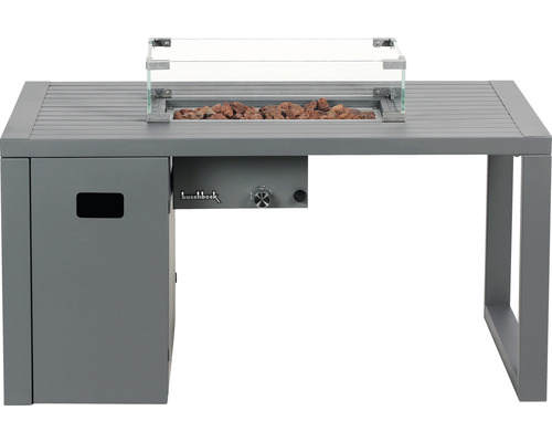 Feuertisch mit Gasbetrieb und Glasaufsatz
