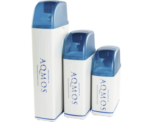 Drei Aqmosa Wasserenthärtungsanlagen in unterschiedlichen Größen