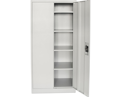 Metallschrank mit Einlegeböden und offener Tür