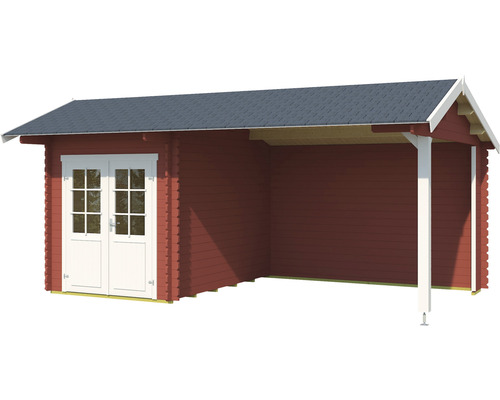 Abri de jardin en bois avec double porte et annexe
