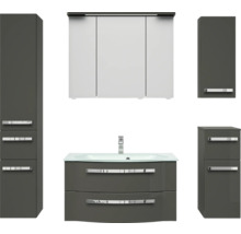 Badmöbelset Pelipal xpressline 4005 BxHxT 152 x 200 x 49,1 cm Frontfarbe grau hochglanz mit Waschtisch Glas weiß 4005.0900112121