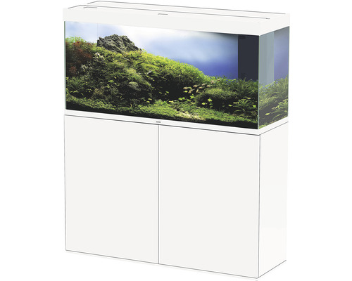 Combinaison d'aquarium Ciano Emotions Pro 120 White env. 239 l, env. 121 cm, blanc, avec éclairage LED, filtre intérieur, chauffage et meuble bas