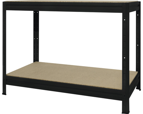 Étagère emboîtable pour charges lourdes HEAVY RACK noir mat 870x1200x600mm 2 tablettes en bois capacité de charge 1200 kg