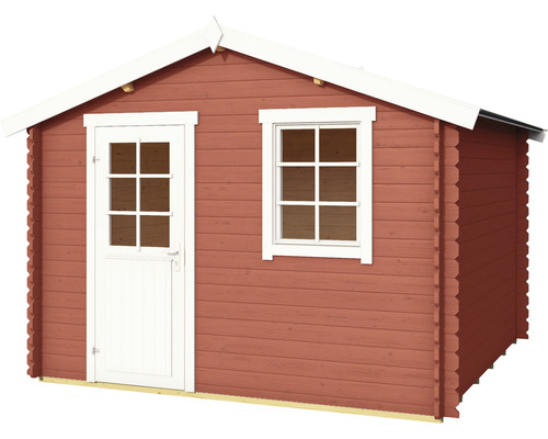 Abri de jardin Outdoor Life Wels 3 avec plancher 339,8 x 320 cm rouge de falun Abri de jardin en bois avec porte et fenêtre