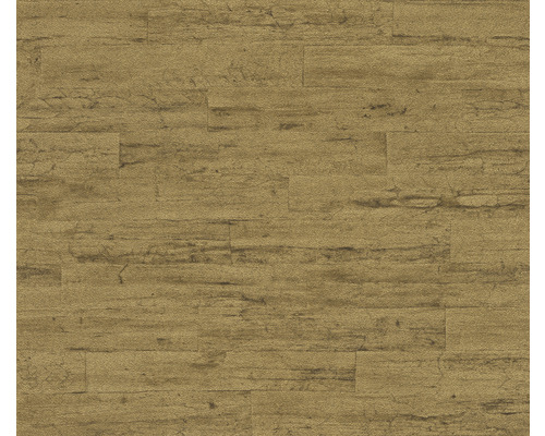Papier peint intissé 537079 Curiosity aspect bois or Carrelage de sol brun aspect bois pour intérieur